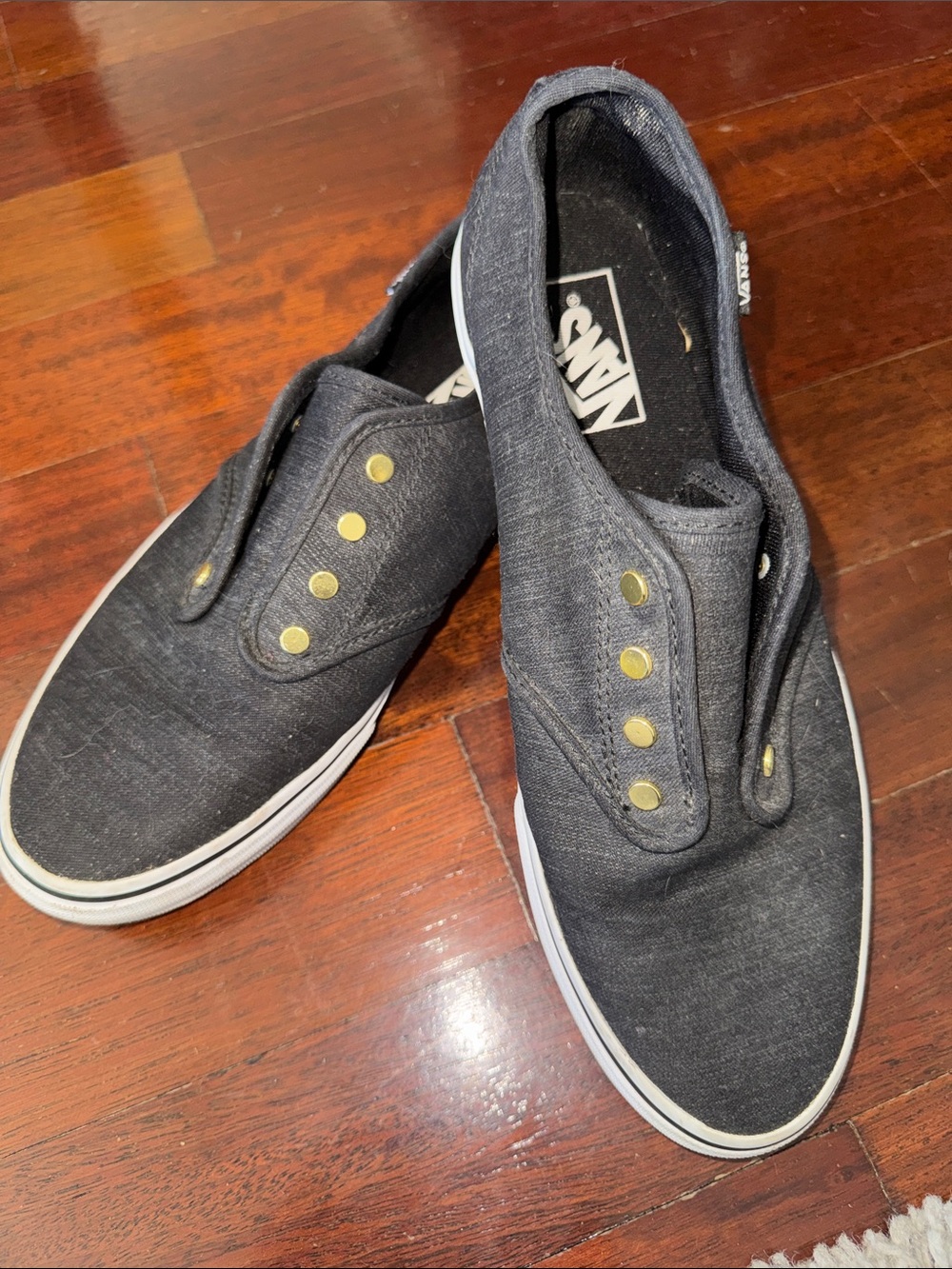 Vans Slip-On Sneakers in denim with Gold Eyelets